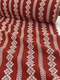 Теплый хлопок "Узорные дорожки" цв.красно-коричневый, ш.1.5м, хлопок-100%, 170гр/м.кв