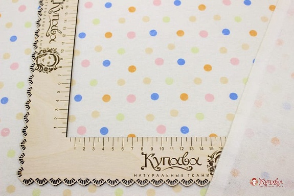 Фланель "Разноцветный горошек на молочном", ш.0,87м, хлопок-100%, 160гр/м.кв