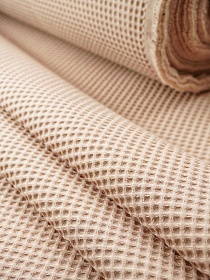 Вафельное премиум-полотно "Italy" цв.Бежево-кремовый, ш.1.5м, хлопок-100%, 240гр/м.кв