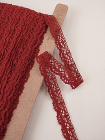 Кружево цв.бордово-красный, ш.25мм, хлопок-90%, п/э-10%, рис.044/17