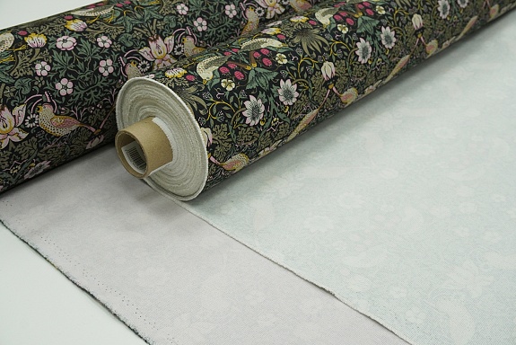 Интерьерный хлопок "Райские птички" цв.черный, ш.1.5м, хлопок-100%, 250гр/м.кв