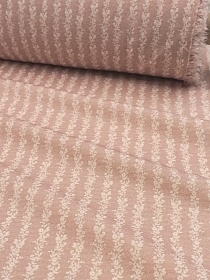 Хлопколен Цифр.печать "Вьюнок-дорожка" цв.бежево-розовый, СОРТ2, ш.1.45м, лен-10%, хл-85%, п/э-5%, 130гр/м.кв