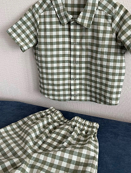 Детский костюмчик из вареного (стираного) хлопка "Клетка"