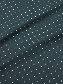 БРАК (цена снижена) Теплый хлопок "Белый горох (2мм) на т.пихтово-зеленом", ВИД2, ш.1.50м, хл-100%