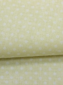Поплин "Белый горох (2мм) на бледно-желтом",ш.1,5м,  хлопок-100%,115гр/м.кв