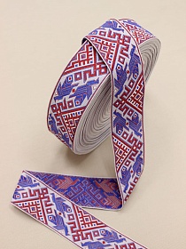 Жак.лента 50мм Синие птицы на белом