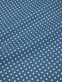 Полулен "Белый горох (5мм)" цв.петроль, СОРТ2, ш.1.54м, лен-40%, хлопок-40%, п/э-20%, 160гр/м.кв