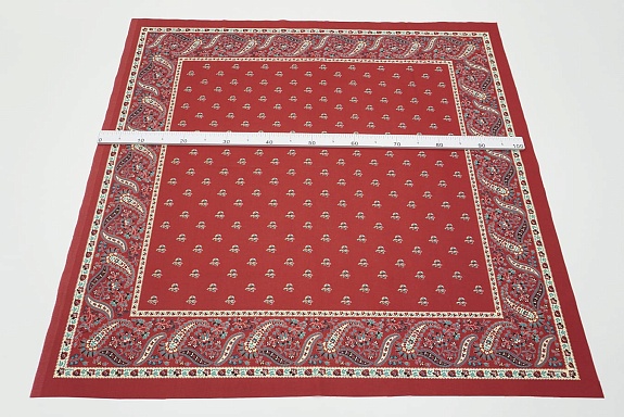 Крой Барановский платок "Аксиния" с узорным купоном, цв.красный терракот, хл-100%, 1м*1м