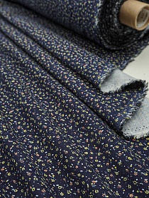 Микровельвет "Маленькие лютики на чернильно-синем", ш.1.1м, хлопок-100%, 130гр/м.кв