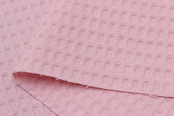 Вафельное полотно "Крупная клетка" цв.нежно-розовый, ш.1.5м, хлопок-100%, 200гр/м.кв