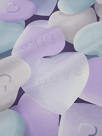 Перкаль "Симпатия - сердца" цв.сиреневый, ш.2.2м, хлопок-100%, 110гр/м.кв