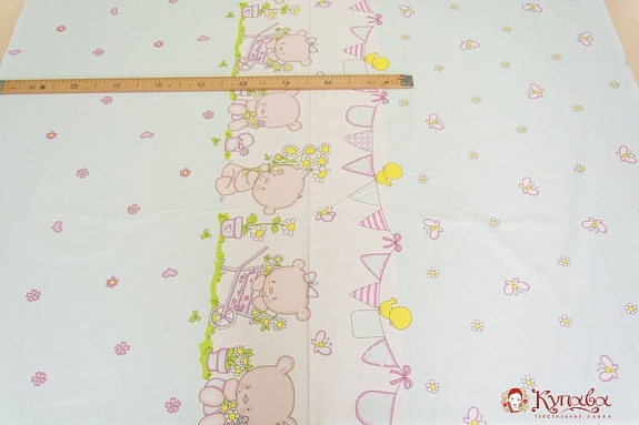Бязь "Мишки с бабочками" хлопок-100%  1.5 м