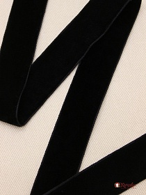 Лента бархатная двухсторонняя цв.Черный, ш.25мм, полиэстер-100%