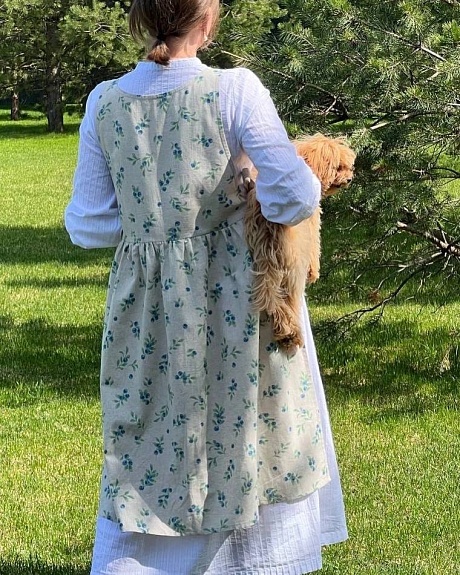 Фартук-сарафан из полульна Черника - МК по пошиву*