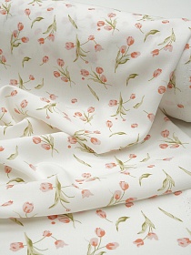 Штапель Премиум (Digital) "Весеннее чувство" цв.белый, ш.1.45м, вискоза-100%, 120гр/м.кв