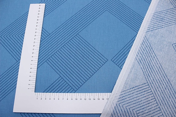 Перкаль "Бьёрн-узкий орнамент" цв.т.голубой винтаж, СОРТ2, ш.2.2м, хлопок-100%, 110гр/м.кв