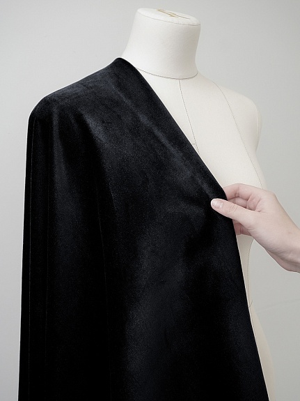 Бархат Премиум "Элит" цв.Черный, ш.1.45м, хлопок-100%, 260гр/м.кв