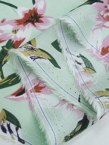 Штапель "Сладкое благоухание" цв.морозная мята, ш.1.46м, вискоза-100%, 90гр/м.кв