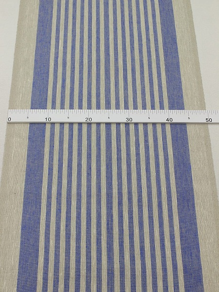 Холст-дорожка "Полоски синие" цв.натуральный, ш.0.5м, лен-100%, 305гр/м.кв