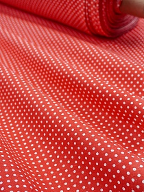 Бязь "Белый горох (3мм) на огненно-красном", ш.1.5м, хлопок-100%, 120гр/м.кв