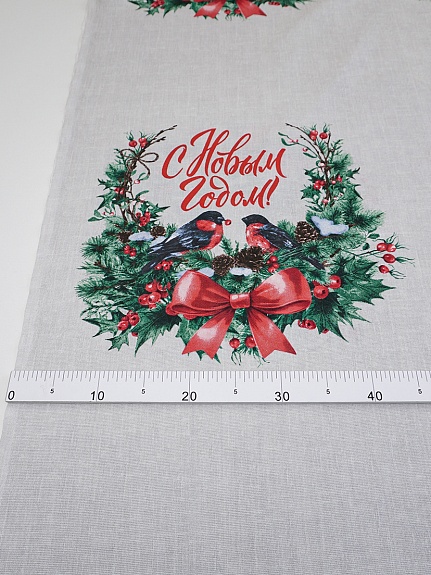 Рогожка "Снегири на ветке", ш.1.5м, хлопок-100%, 160гр/м.кв, раппорт 63см