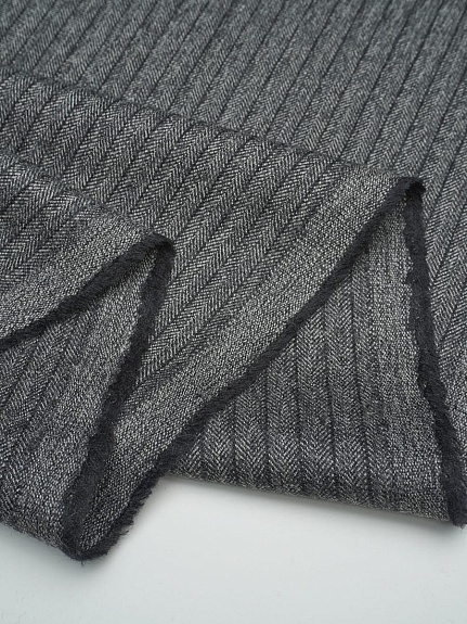 Шерсть костюмная "Елочка-полоска" цв.т.серый, ш.1.55м, шерсть-75%, п/э-25%, 230гр/м.кв