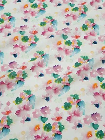 Штапель Премиум (Digital) "Нежная акварель(розовые цветы)", ш.1.45м, вискоза-100%, 110гр/м.кв