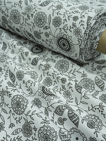 Бязь "Цветочная иллюзия" цв.белый/серый, ш.2.2м, хлопок-100%, 135гр/м.кв