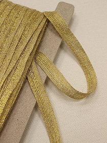 Лента джутовая с металлизированной нитью цв.золотой мед, 16мм