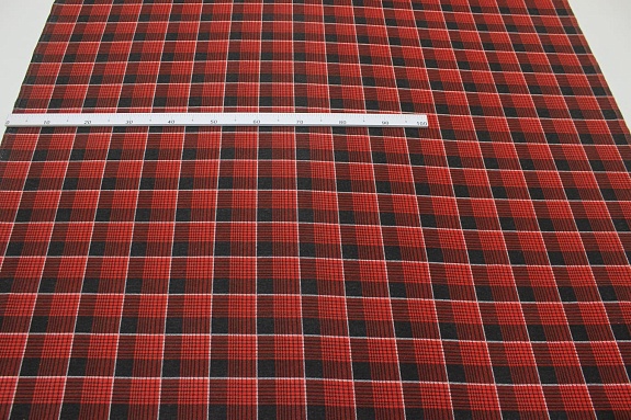 Мерный лоскут Фланель "Красно-черная клетка", ш.1.5м, хлопок-100%, 175гр/м.кв