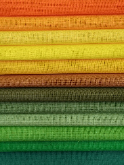 Набор тканей для рукоделия "Бязь однотонная: жёлто-зелёная гамма", 45*30 см, 12 шт