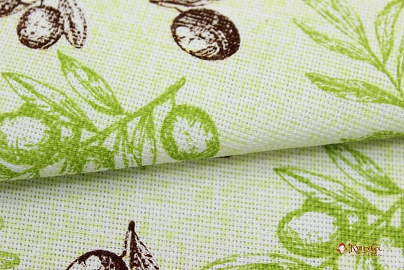 Рогожка "Коричневые/салатовые оливки", ш.1.50м, хлопок-100%, 165гр/м.кв