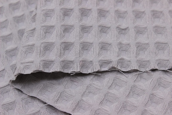 Вафельное премиум-полотно "Бохо" цв.пепельно-серый, ш.1.5м, хлопок-100%, 230гр/м.кв