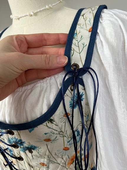 Корсет из 100% льна "Луговые цветы"