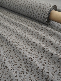 Теплый хлопок "Мелкая ботаника" цв.серый меланж, ш.1.50м, хлопок-60%, п/э-40%, 160гр/м.кв