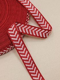 Жак.лента 17мм Славянский оберег "Копытце" цв.красный, рис.9416/2