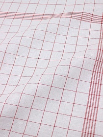 Полулен крой полотенечного холста "Красная клетка на белом", ш.1.6м, лен-57%, хл-43%, рап.72см