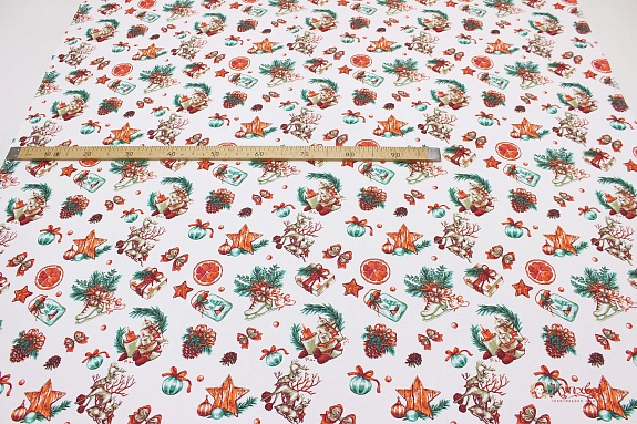 Хлопколен "Рождественское настроение" ш.1.5м, лен-9%, хлопок-91%, 200гр/м.кв