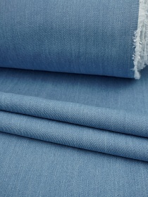 Плотная джинсовая ткань цв.Светлый сине-голубой, СОРТ2, ш.1.5м, хлопок-95%, п/э-5%, 370гр/м.кв