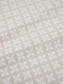 Полулен "Белые четырехлистники" (на суровом), ш.1.5м, лен-30%, хлопок-70%, 140гр/м.кв