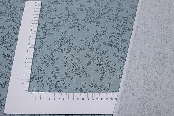 Сатин "Милати - монохром" цв.бирюзово-зеленая дымка, ш.1.60м, хлопок-100%, 110гр/м.кв