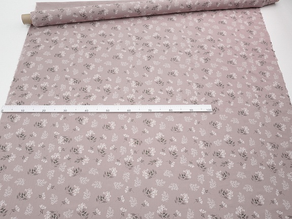 Плательный хлопок "Веточки ромашки на лилово-розовом", СОРТ2, ш.1.43м, хлопок-100%, 125гр/м.кв
