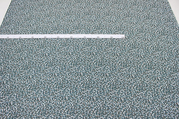 Штапель "Россыпь ромашек" цв.зеленая морская волна, ш.1.47м, вискоза-100%, 90гр/м.кв