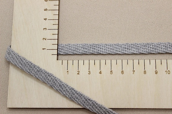 Шнур плоский рыхлый цв.Светло-серый, ш.10мм, хлопок-90%, п/э-10%