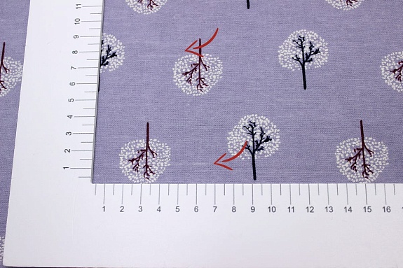 Теплый хлопок "Снежные деревья на серо-сиреневом", СОРТ2, ш.1.44м, хлопок-100%