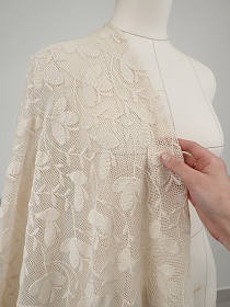 Кроше "Трилистник" цв.суровый, ш.1.5м (вышит. часть1.35м), хлопок-100%, 170гр/м.кв