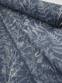 Плательная вискоза "Ягодки можжевельника" цв.лазурно-серый, ш.1.5м, вискоза-80%, нейлон-20%