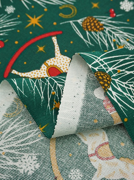 Рогожка "Новогодние лошадки", ш.1.5м, хлопок-100%, 165гр/м.кв