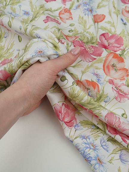 Плательная вискоза Цифр.печать "Маки на ветру", ш.1.45м, вискоза-100%, 125гр/м.кв