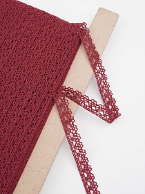 Кружево цв.бордово-красный, ш.12мм, хлопок-90%, п/э-10%, рис.071/17